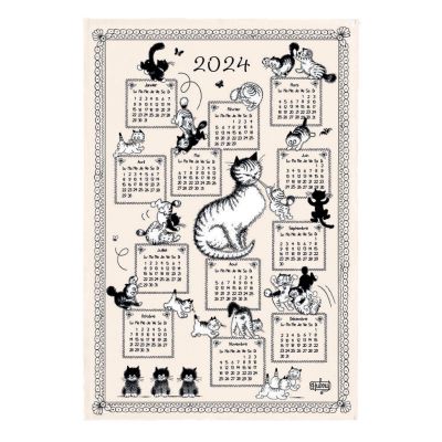 Dubout theedoek Calendrier Chatons 2024 Écru 48 X 72